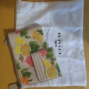 Coach Floral Print Wristlet and Card Holder